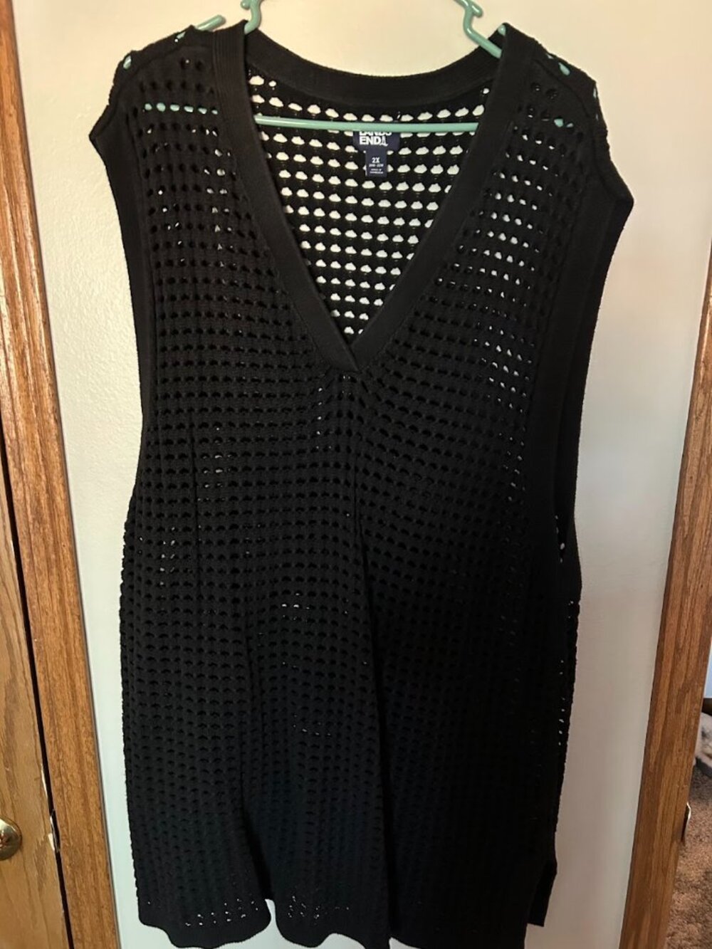 Lands End Black Crochet Swimsuit Cover up